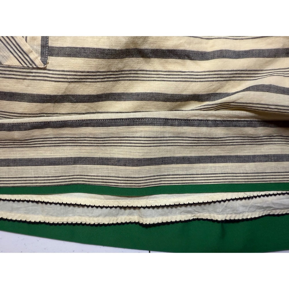 Maeve Anthropologie Striped Strapless Linen Blend Mini Dress Green Trim Size 6 - Picture 7 of 9
